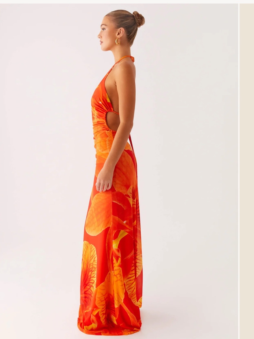 NWT Peppermayo Palawan Mesh Maxi Dress - Orange Floral size 6 - Picture 2 of 8